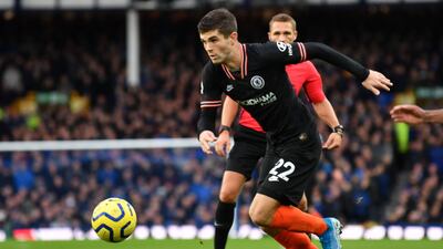 Chelsea midfielder Christian Pulisic runs with the ball. AFP