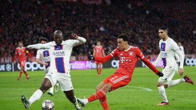 Jamal Musiala 7: One dreadful pass flew out for throw-in to bring promising Bayern move to abrupt end in opening half but denied goal not long after by fine save from Donnarumma. Getty