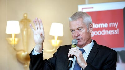 Peter England, RAKBank chief executive, speaks at a conference on Tuesday, August 23, 2016. Victor Besa for The National