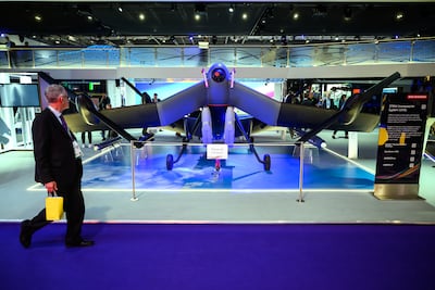 A Strix Uncrewed Air System from BAE Systems at the Defence and Security Equipment International fair in London. Getty Images