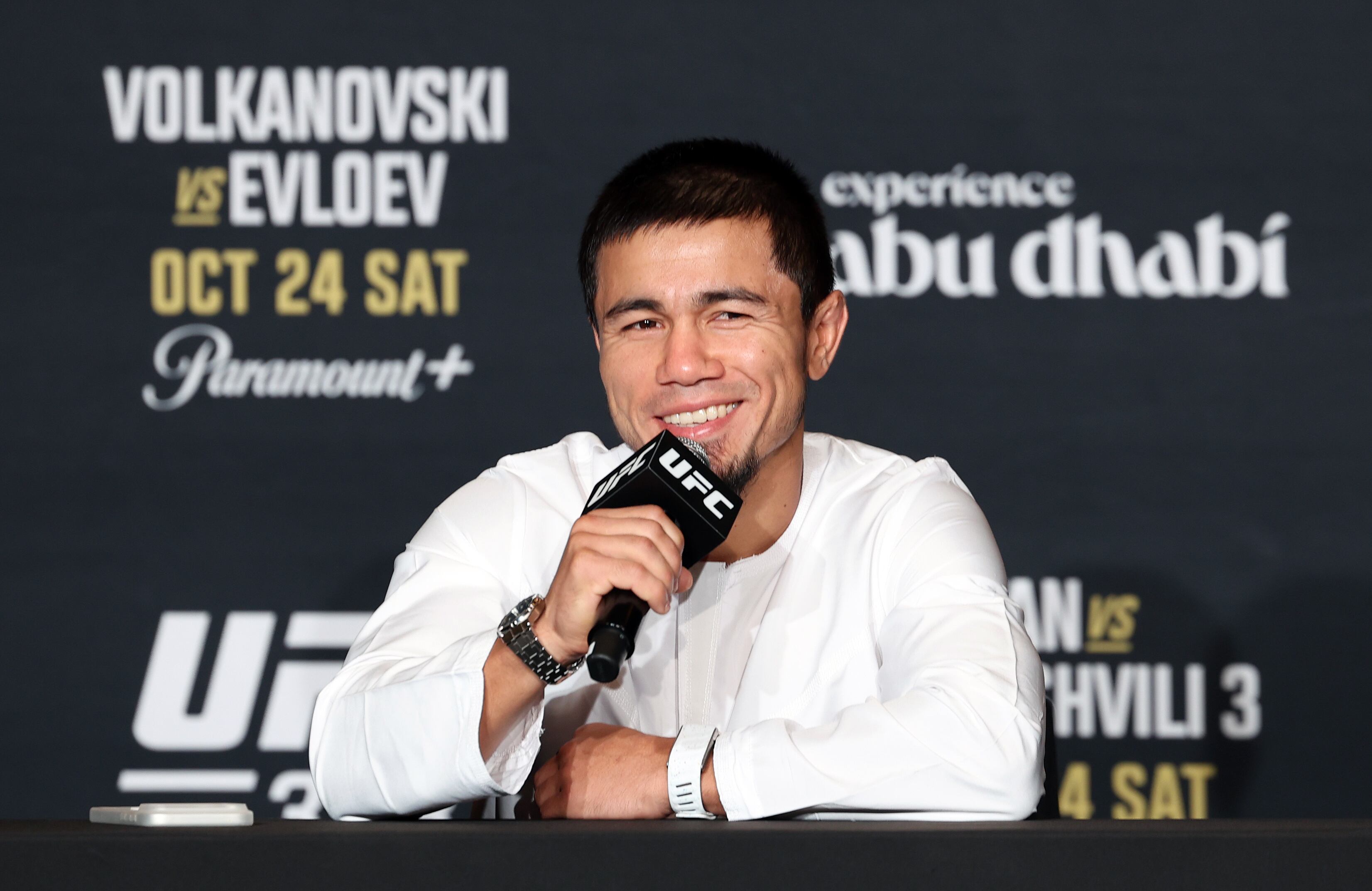 Ramazan Temirov speaks to the media.