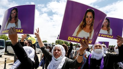 Women hold portraits of murdered Kurdish campaigner Deniz Poyraz during the march in Istanbul against Turkey's withdrawal from the Istanbul Convention that combats violence against women. Reuters