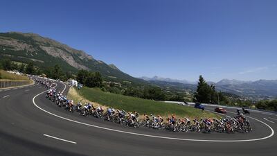 Riders during the 179km-long Stage 18. EPA