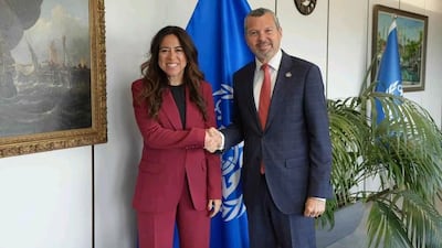 Lana Nusseibeh, UAE Minister of State with Arsenio Dominguez, secretary general of the International Maritime Organisation. Photo: Wam