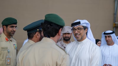 Sheikh Mansour meets officials during his inspection of the Cop28 site at Expo City Dubai
