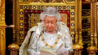 Britain's Queen Elizabeth II reads the Queen's Speech during the state opening of Parliament. AFP