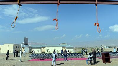 Nooses hang at Pul-e-Charkhi prison, on the outskirts of Kabul ahead of the hanging of five Afghan men who were convicted of gang rape. The United Nations and human rights groups criticised their trial and called for President Ashraf Ghani to stay the executions before the executions took place, but the men were eventually hanged. Wakil Kohsar/AFP Photo