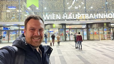 Wiebe Wakker sets off on his epic journey from Vienna Central Station.