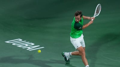 Daniil Medvedev returns the ball. AP