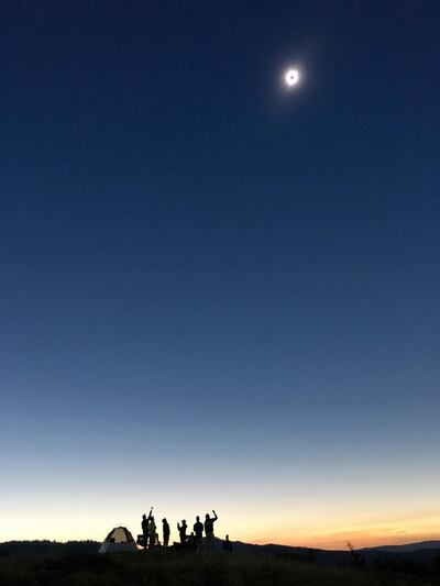 Eclipse viewers in Colorado, United States, this week, more than 5,000 years after the first known representation of an eclipse is thought to have been etched into rock in County Meath, Ireland. Erika Dahlby / Jackson Hole News&Guide via AP