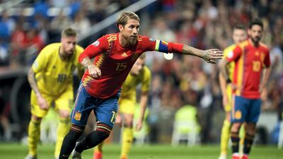 Sergio Ramos: The Real Madrid defender now has 20 international goals from 165 caps for Spain. Getty Images