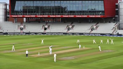 Pakistan's Abid Ali is bowled out by Jofra Archer at Old Trafford. AP