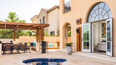 The villa comes with an outdoor lounge and pool. Courtesy LuxuryProperty.com