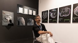 Spanish artist Soliman Lopez's Iridia centres on 16 Psyche, a metal-rich asteroid estimated to contain more wealth than the global economy. Antonie Robertson / The National