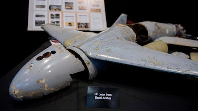 A drone said to have been made in Iran and sent to Houthi rebels in Saudi Arabia. AFP