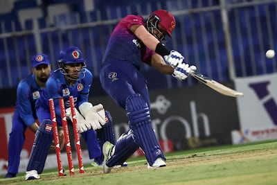 UAE's Muhammad Waseem plays a shot on his way to a 37-ball 67 against Afghanistan. AFP