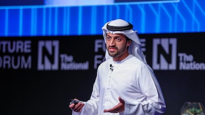 Jassim Alseddiqi, CEO of Abu Dhabi Financial Group, speaking at The National's Future Forum on Tuesday. Victor Besa / The National