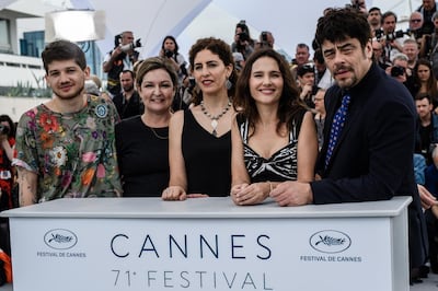 Un Certain Regard Jury Members: Kantemir Balagov, Julie Huntsinger, Annemarie Jacir, Virginie Ledoyen and Benicio del Toro at the 71st annual Cannes Film Festival.