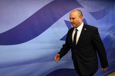 Former Israeli Prime Minister Naftali Bennett, in Jerusalem Sunday, July 3, 2022. AP