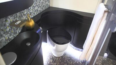 A mock-up of the separate private bathroom in The Residence on the Etihad's A380. Subhash Sharma for The National