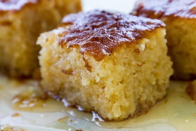 Basbousa is a sweet vanilla-flavoured semolina cake. Alamy Stock Photo