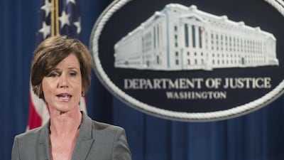 US president Donald Trump fired the acting attorney general Sally Yates. Saul Loeb / AFP