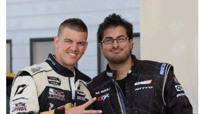 "Mad" Mike Whiddett, left, and Michael Essa will be performing their drifting skills, alongside local drivers, at the Yas Marina Circuit. Ravindranath K / The National