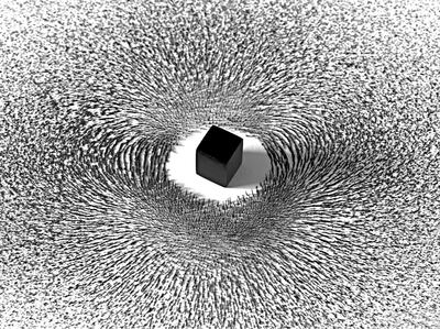 Ahmed Mater's installation Magnetism (2011), which uses a magnet and iron particles to demonstrate the pull of the Ka'aba in Makkah. Courtesy Ahmed Mater