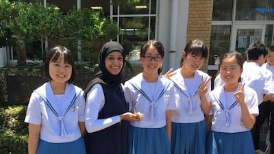 Aisha Al Ameer with students in Aso, Japan. Courtesy Aisha Al Ameer