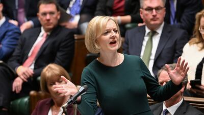Prime Minister Liz Truss during a tough appearance at PM Questions on Wednesday. Her authority appears to be ebbing away over an impending U-turn on taxation. PA