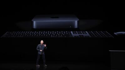 Apple Senior Director of Mac Hardware Product Marketing, Tom Boger, speaks about the new Mac mini. EPA