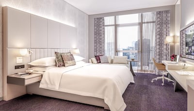 An executive guest room at the new Pearl Rotana in Abu Dhabi. Rotana