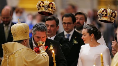 The royal wedding is Russia's first since the 1917 Bolshevik revolution toppled the Romanov monarchy, with aristocrats travelling from across Europe for the lavish ceremony