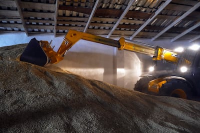 Ukrainian farmers harvest grain in the Odesa region. EPA