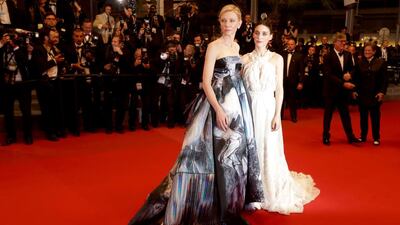 Cate Blanchett in Giles and Rooney Mara in Rochas. AP