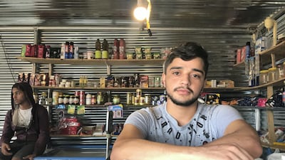 Palestinian Yaqoob Fatayer, 23, manages the Umm Adnan Grocery at the Ritsona refugee camp in Greece. As a single man he expects a long wait before placement and has been in Greece for 18 months. September 14 2018. Anna Zacharias / The National