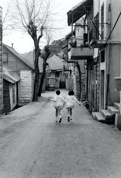 ‘Children running in Baskinta, Lebanon’ (1974). Photo by Fouad Elkhoury