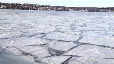 Ice covers large portions of the Hudson River near Beacon, New York. Seth Wenig / AP Photo