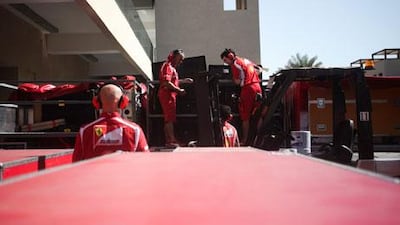 End of one race. Start of another. The F1 is packing up for its next destination. The operation is a multi-day affair that requires lots of manpower and long hours.