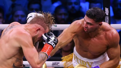 Tommy Fury, right, in action against Jake Paul. AFP