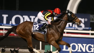 Gentildonna answered when Ryan Moore asked for more in the Dubai Sheema Classic at Meydan Racecourse in Dubai. Pawan Singh / The National
