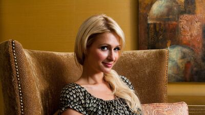 Paris Hilton talks to The National in The Monarch Hotel, Dubai.