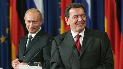 Gerhard Schroeder, right, formed a close personal friendship with Russian President Vladimir Putin during his term as chancellor of Germany. Getty