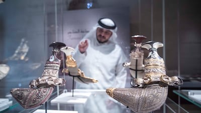 The exhibition focuses on sahili and shamali daggers, distinctive in their size, shape and design