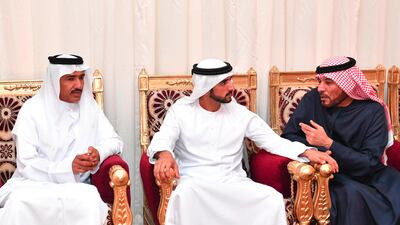 In Shakhbout City, Abu Dhabi, Sheikh Hamdan visits the home of Abdulhamid Sultan Al Hammadi and offers his condolences to the family and relatives of the deceased, praying to Allah to give his family the strength to bear this loss. Wam