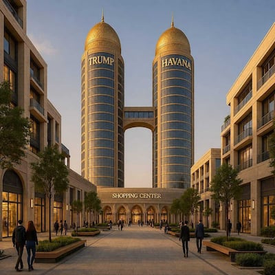 An artist's impression of a Cuba project shows twin gold-domed towers bearing the Trump name. The Trump Organisation has been approached for naming rights. Image: Abdulla Ali bin Haidar Group