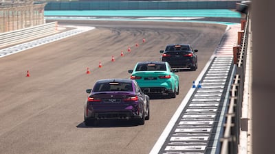 A convoy with brakes hard down as the first corner looms up.