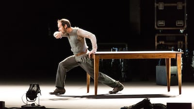 Actor Denis O'Hare during a dress rehearsal for An Iliad at The Arts Centre at NYU Abu Dhabi. Courtesy NYU Abu Dhabi