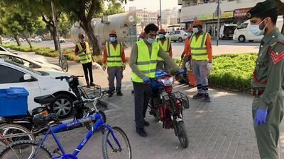 Cyclists had their bikes seized for endangering the lives of road users. Photo: Dubai Police