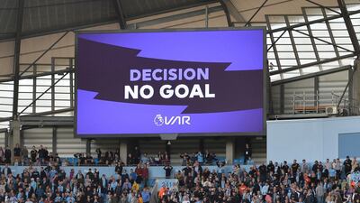 A goal of Manchester City is disallowed during the English Premier League soccer match between Manchester City and Tottenham Hotspurs at the Etihad Stadium in Manchester, Britain. EPA